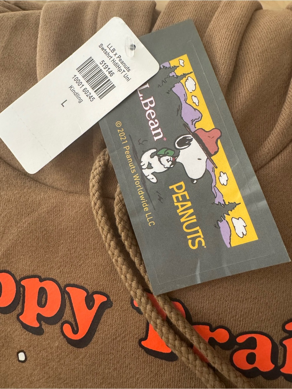 LL Bean Snoopy hoodie size large NWT - Picture 3 of 3